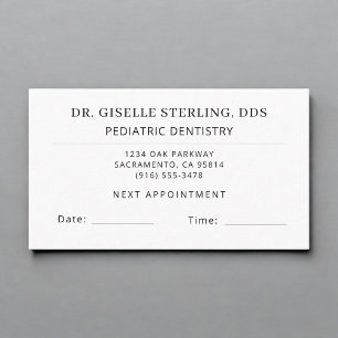 Pediatric Dentistry Dentist Appointment Card