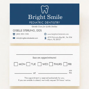 Pediatric Dentistry Office Appointment Reminder Business Card