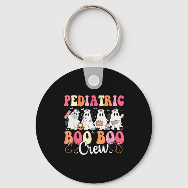 Pediatric Nurse Boo Boo Crew Ghost Nurse Halloween Key Ring (Front)