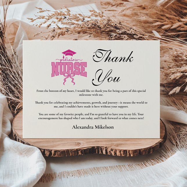 Pediatric Nurse Graduation Party Thank You Card (Creator Uploaded)