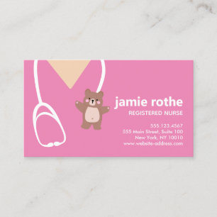 Pediatric Nurse Scrubs Teddy Bear Business Card