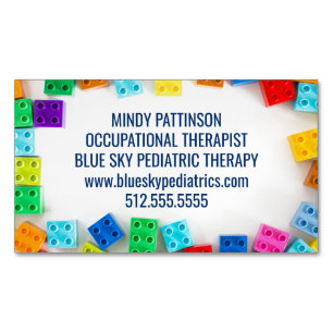 Pediatric Occupational Therapist Building Blocks Magnetic Business Card