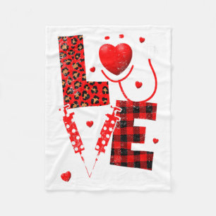 Pediatric Peds Nurse Valentines Day Love Heart Ste Fleece Blanket