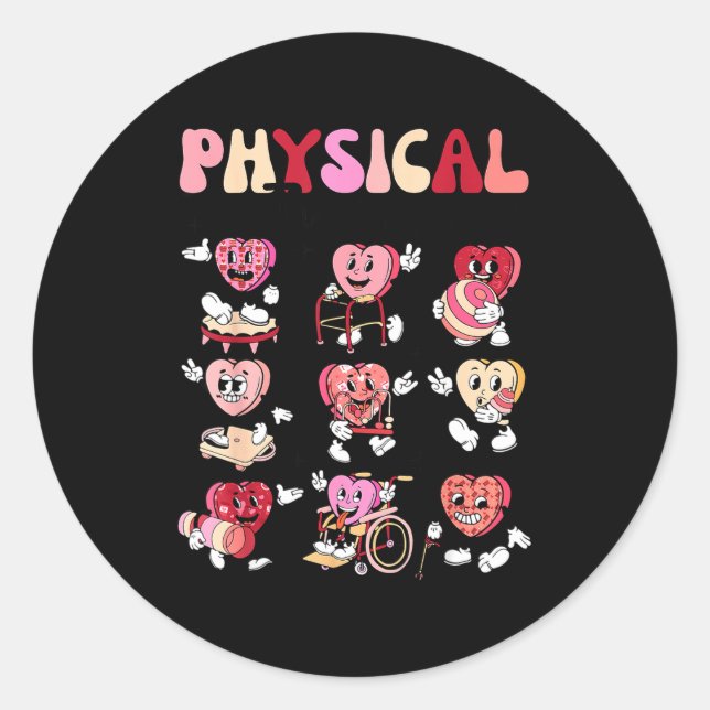 Pediatric Physical Therapy Pt Pta Happy Valentine' Classic Round Sticker (Front)