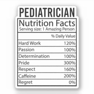 Pediatrician Nutrition Facts Gift for Pediatrician