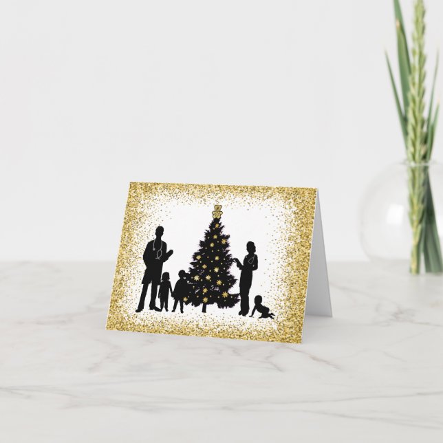 Pediatricians Silhouette Christmas Greeting Card (Front)