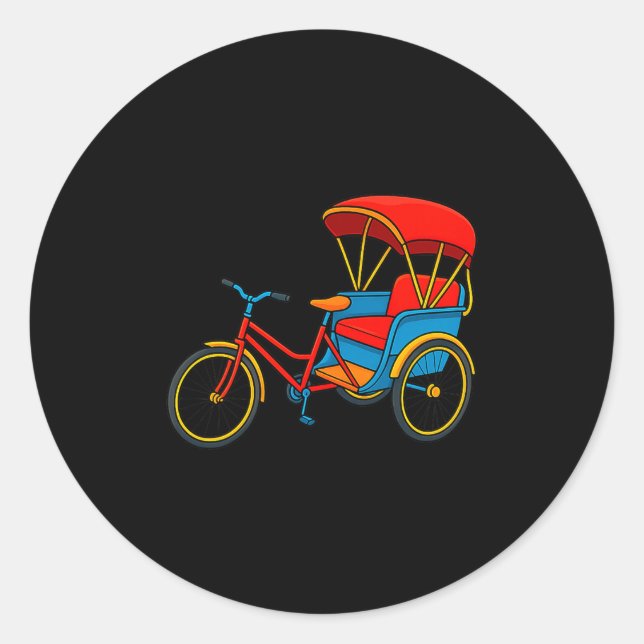 Pedicab Cycle Rickshaw Bike Taxi Premium Tri-blend Classic Round Sticker (Front)