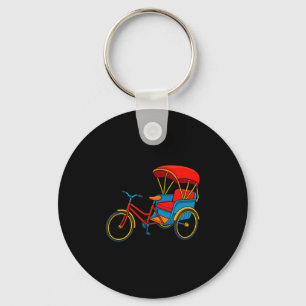 Pedicab Cycle Rickshaw Bike Taxi Premium Tri-blend Key Ring