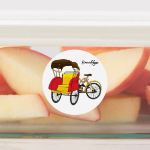 Pedicab rickshaw cartoon illustration