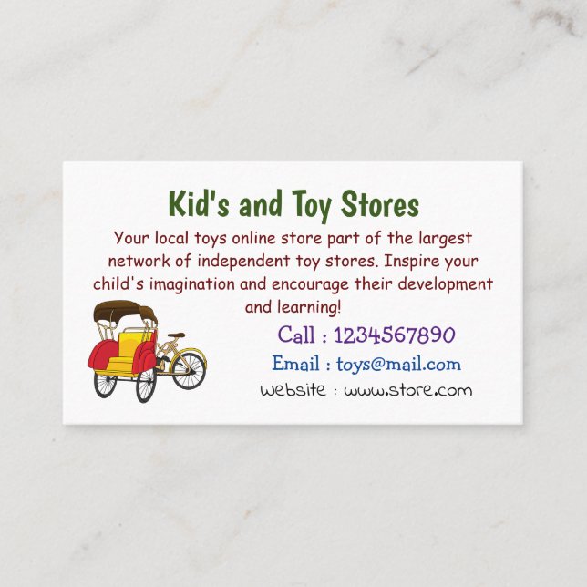 Pedicab rickshaw cartoon illustration business card (Front)