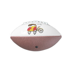 Pedicab rickshaw cartoon illustration football