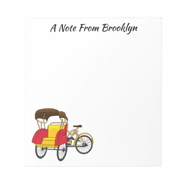 Pedicab rickshaw cartoon illustration notepad (Front)
