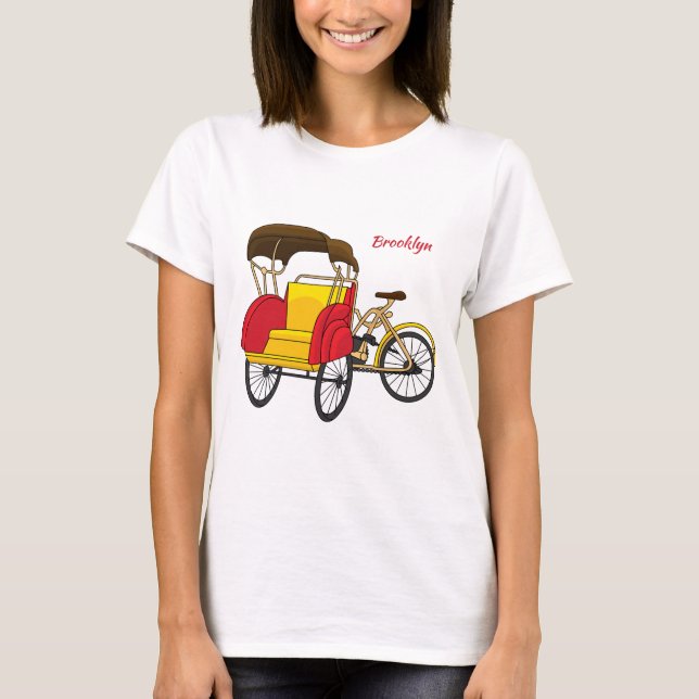 Pedicab rickshaw cartoon illustration T-Shirt (Front)