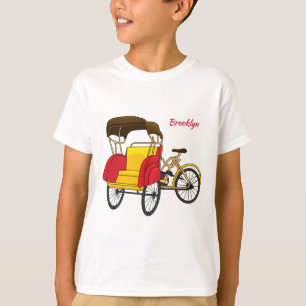 Pedicab rickshaw cartoon illustration T-Shirt