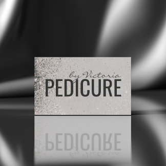 Pedicure Nail Design Grey Glitter Dusts Business Card