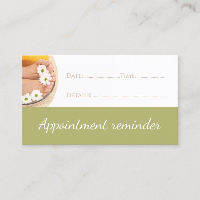 Pedicure Nail Pedicurist Next Visit Reminder Card (Front)
