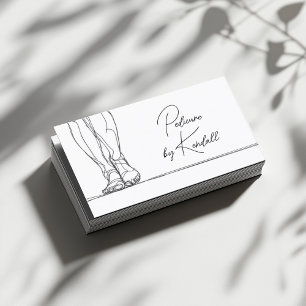 Pedicure Studio One Line Stroke Feet Illustration Business Card