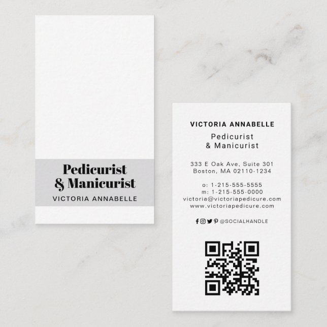 Pedicurist Photo QR Code Business Card (Front/Back)