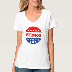 Pedro 2028 Retro Red White Blue Campaign Button T-Shirt