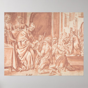 Pedro Orrente - Thomas of Villanova, Archbishop of Poster
