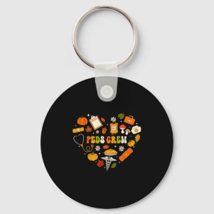 Peds Crew Nurse Fall Heart Pediatric Pumpkin Thank Key Ring