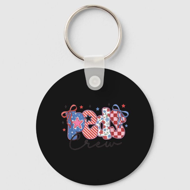 Peds Crew Retro 4th of July Paediatrics Nurse Key Ring (Front)