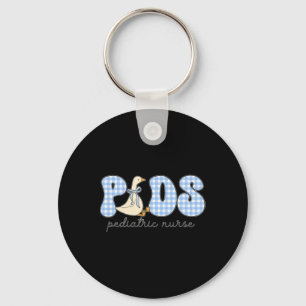 Peds Goose Paediatrics Nurse Blue Gingham Work Ped Key Ring