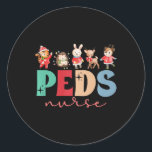 Peds Nurse Christmas Paediatrics Nurse Xmas Party  Classic Round Sticker<br><div class="desc">Peds Nurse Christmas Paediatrics Nurse Xmas Party</div>