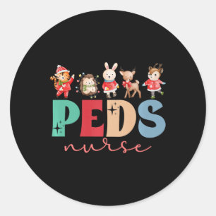 Peds Nurse Christmas Paediatrics Nurse Xmas Party  Classic Round Sticker