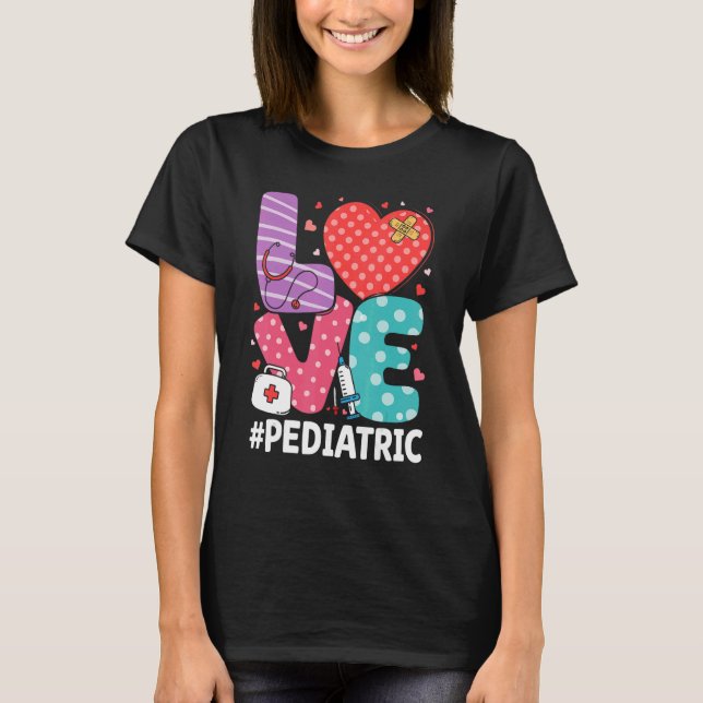 Peds Nurse Heart Stethoscope Paediatrics Nursing N T-Shirt (Front)