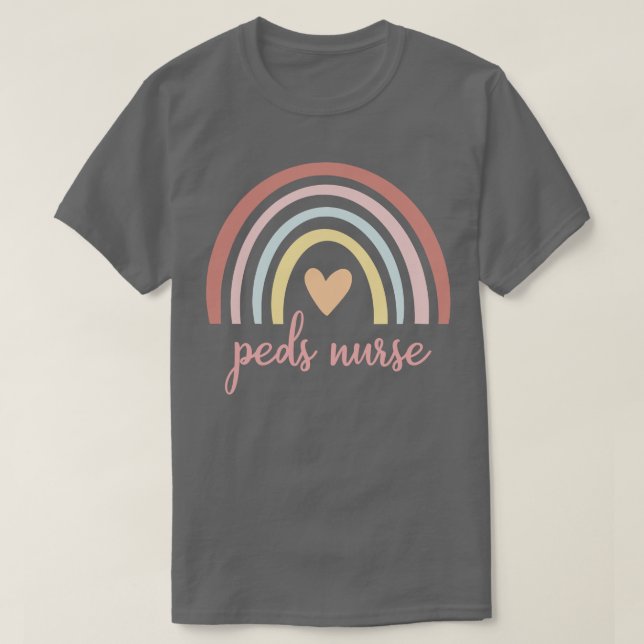 Peds Nurse I Boho Rainbow T-Shirt (Design Front)