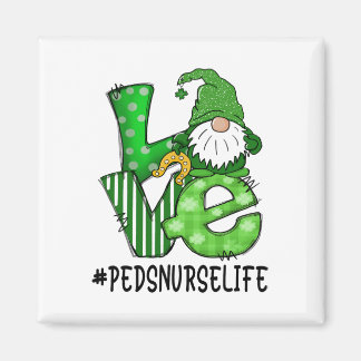 Peds Nurse Love St Patricks Day Green Lucky Gnome  Magnet