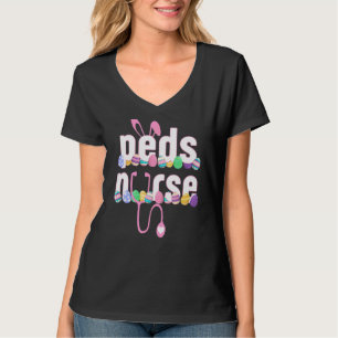 Peds Nurse Stethoscope Happy Easter Cute Bunny Wit T-Shirt