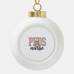 Peds Nurse Teddy Bear Vintage Shirt Design_1 Ceramic Ball Christmas Ornament