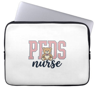 Peds Nurse Teddy Bear Vintage Shirt Design_1 Laptop Sleeve
