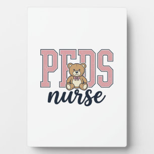 Peds Nurse Teddy Bear Vintage Shirt Design_1 Plaque
