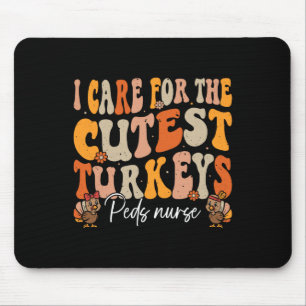 Peds Nurse Thanksgiving Cutest Turkeys Retro Fall Mouse Pad