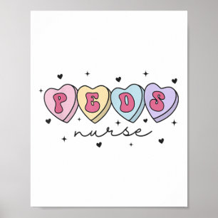 Peds Nurse Valentines Day Heart Paediatrics Nurse Poster