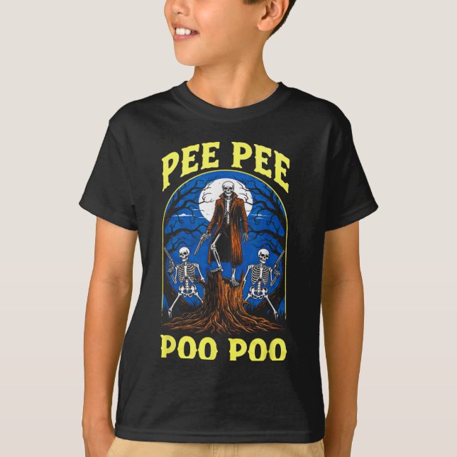 Pee Pee Poo Poo Funny Skeleton Halloween  T-Shirt (Front)