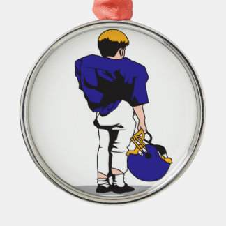 pee wee kids football player blue metal tree decoration