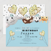 Peek-a-boo Animals Boy's Birthday Party Invitation