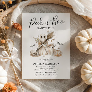 Peek A Boo, Baby's Due! Boho Halloween Baby Shower Invitation