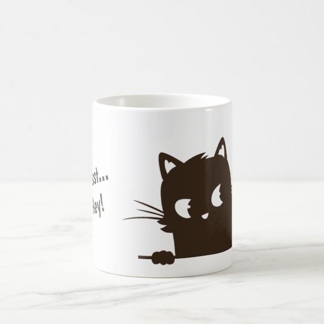 Peek-a-boo Black Cat Coffee Mug (Center)