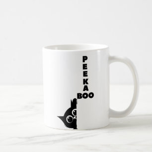 Peek-a-Boo Black Cat Cute Minimalist Coffee Mug