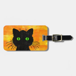 Peek-A-Boo Black Cat for Halloween Luggage Tag