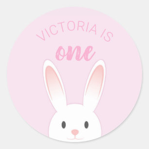 Peek-a-boo Bunny Personalised Kids Birthday Classic Round Sticker