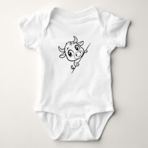 Peek-a-Boo Calf Cute Cartoon Cow Outfit Baby Bodysuit
