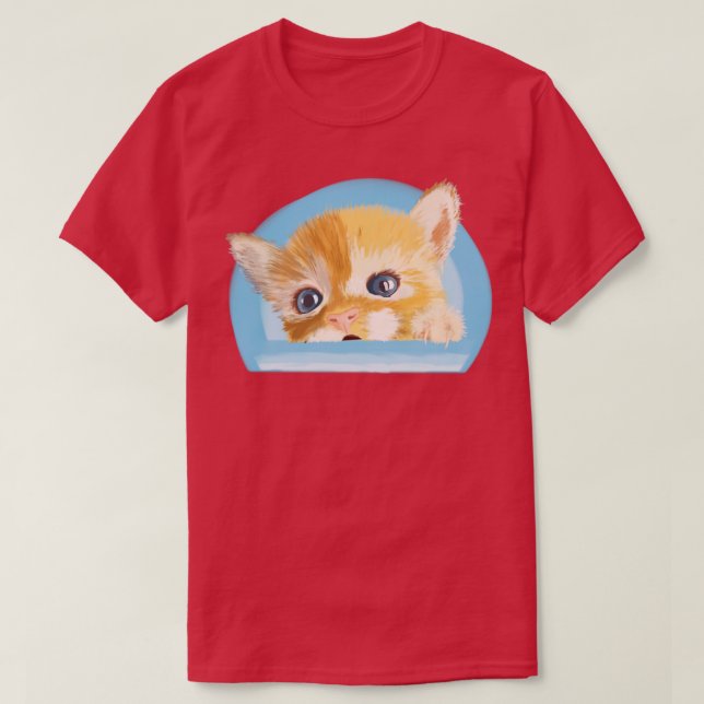Peek a Boo Cute Little Kitten art T-Shirt (Design Front)