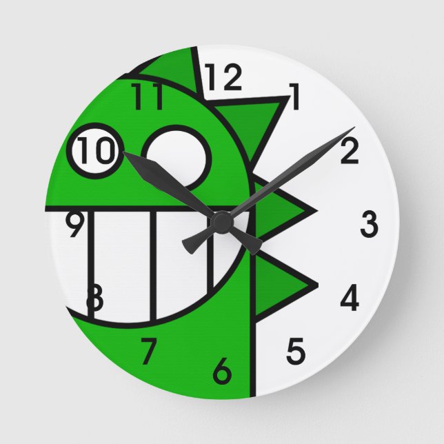 Peek-A-Boo Dragon Round Clock (Front)