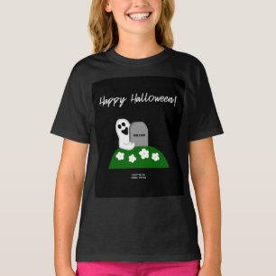 Peek A Boo Ghost Girls Black Basic T Shirt